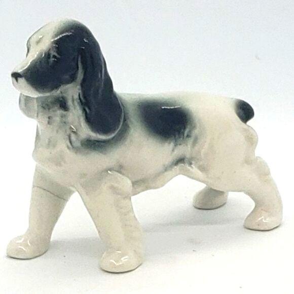 Black White Vintage American Cocker Spaniel Porcelain Figurine AS IS - Picture 2 of 12